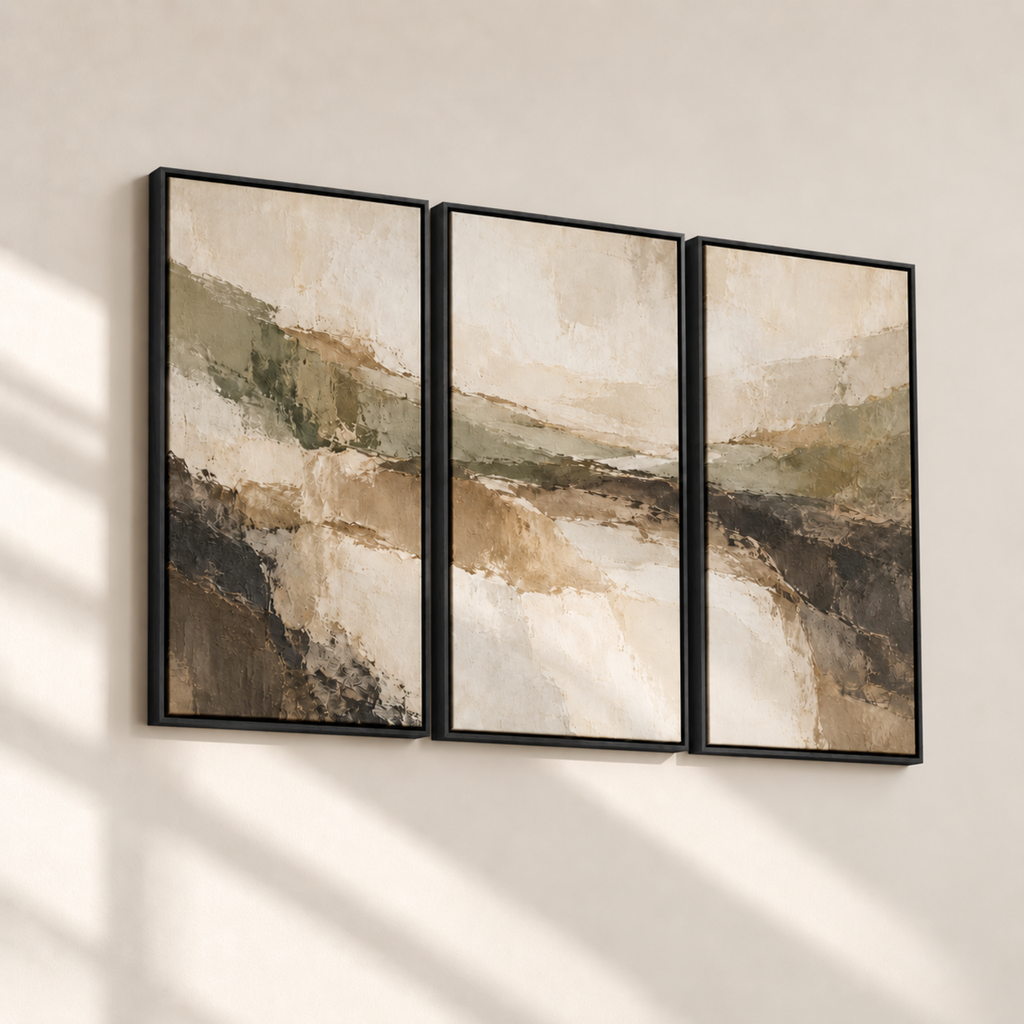 Olive Drift framed canvas triptych wall art by CNVS Art Studio – view 5