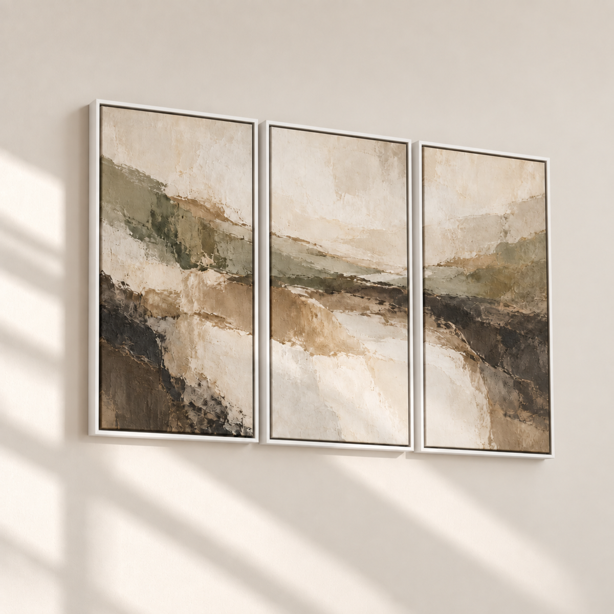 Olive Drift framed canvas triptych wall art by CNVS Art Studio – view 2
