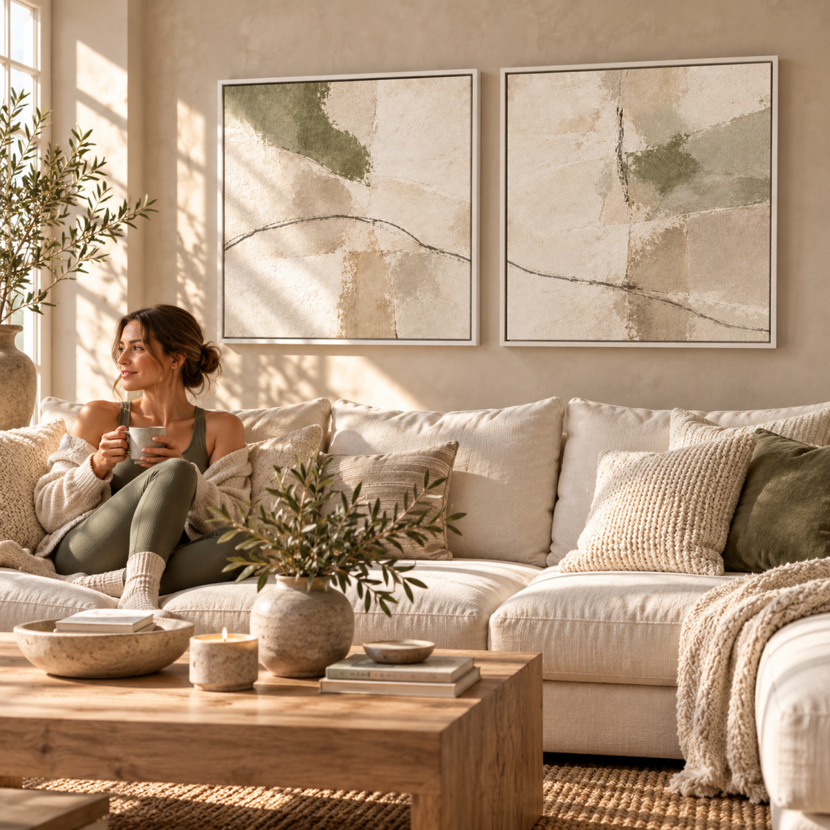 Olive Trace framed canvas wall art by CNVS Art Studio – view 2