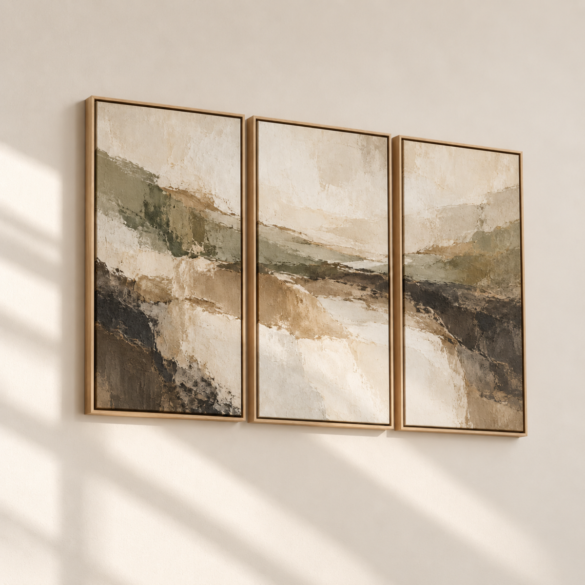 Olive Drift framed canvas triptych wall art by CNVS Art Studio – view 3