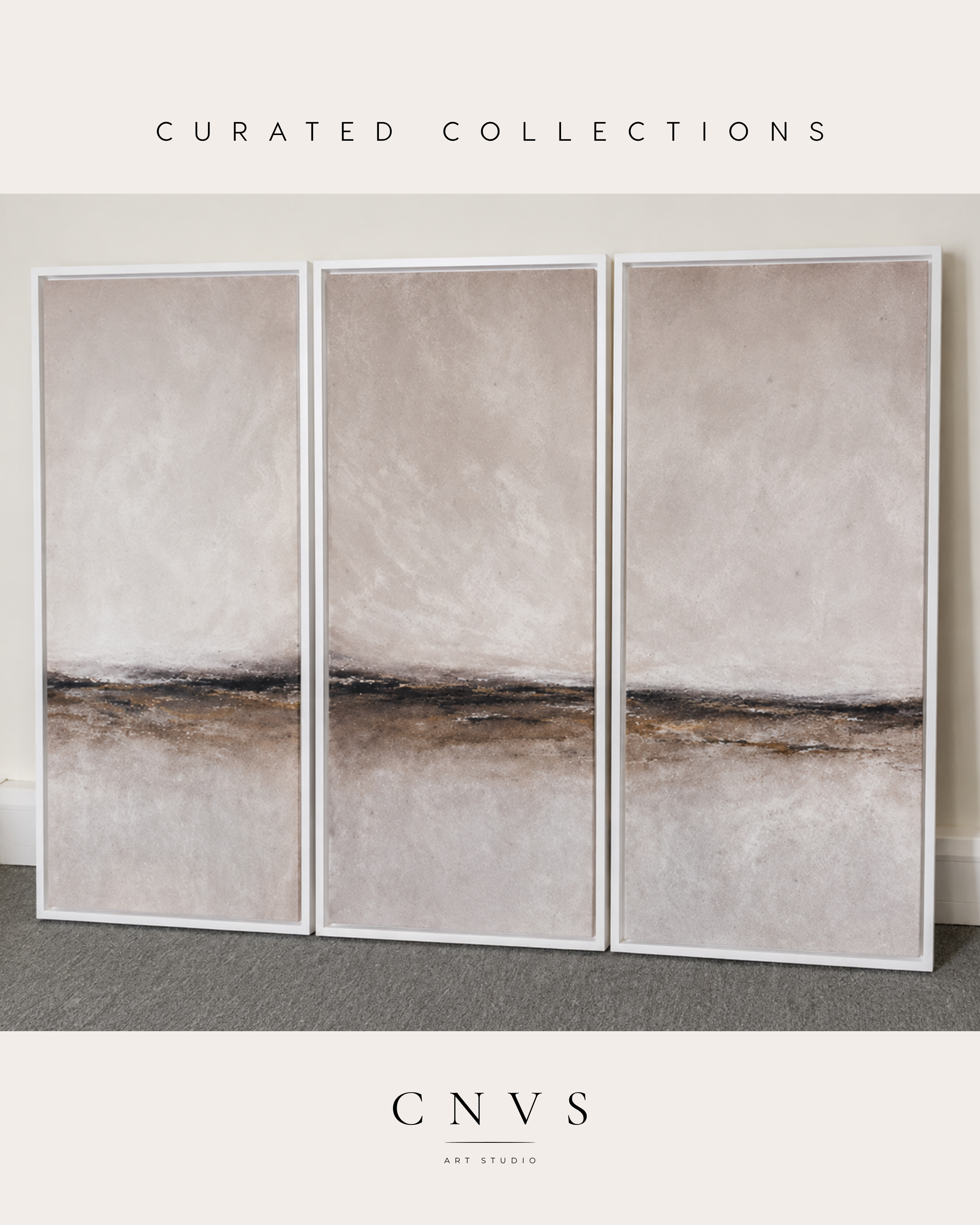 Serene Horizon I | Contemporary Triptych Canvas Wall Art