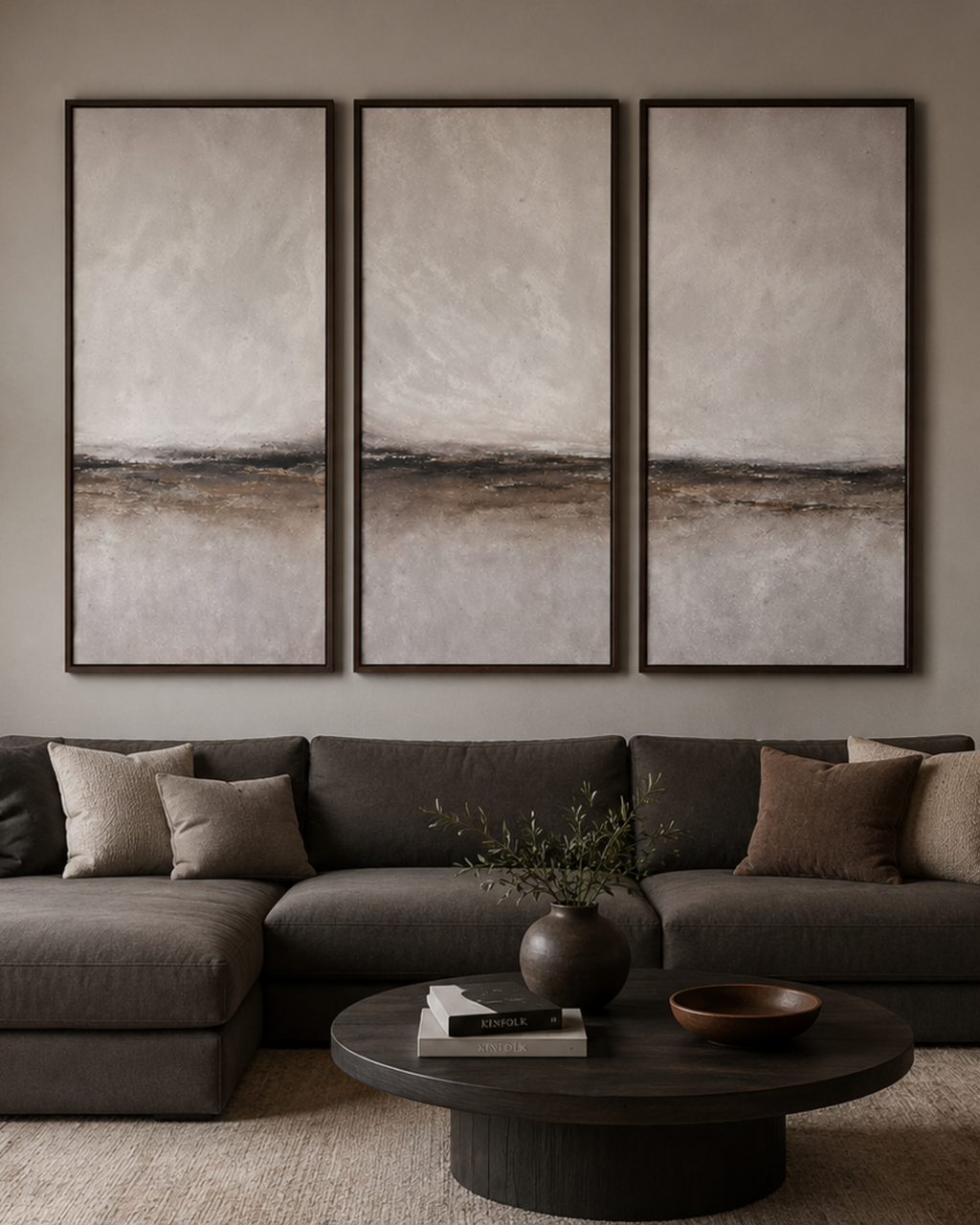 Serene Horizon I | Contemporary Triptych Canvas Wall Art