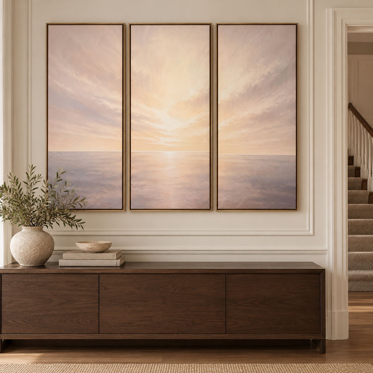 Where Light Rests Triptych in a townhouse interior