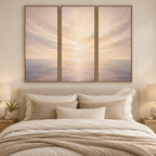 Where Light Rests Triptych above a linen bed