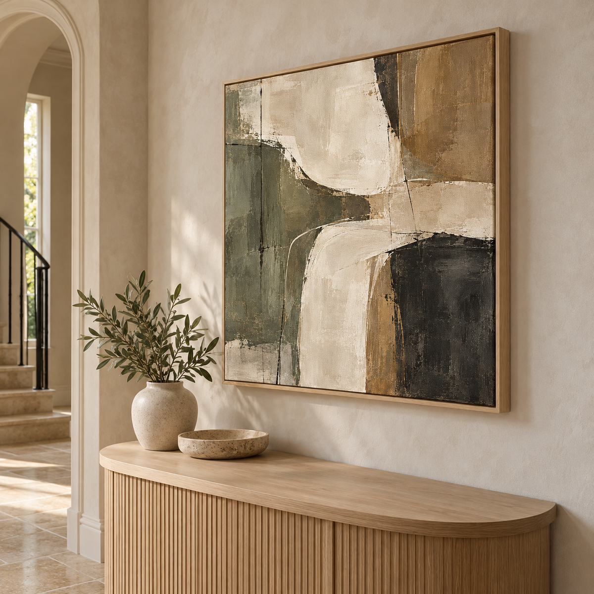 Earthen Rhythm framed abstract canvas - image 3