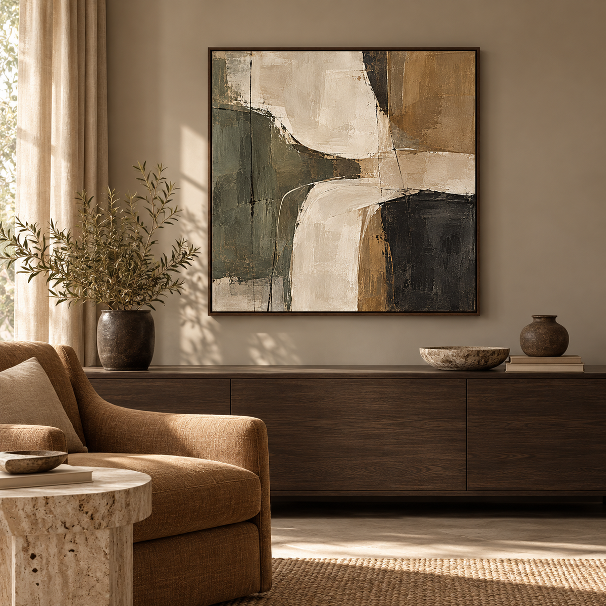 Earthen Rhythm framed abstract canvas - image 4