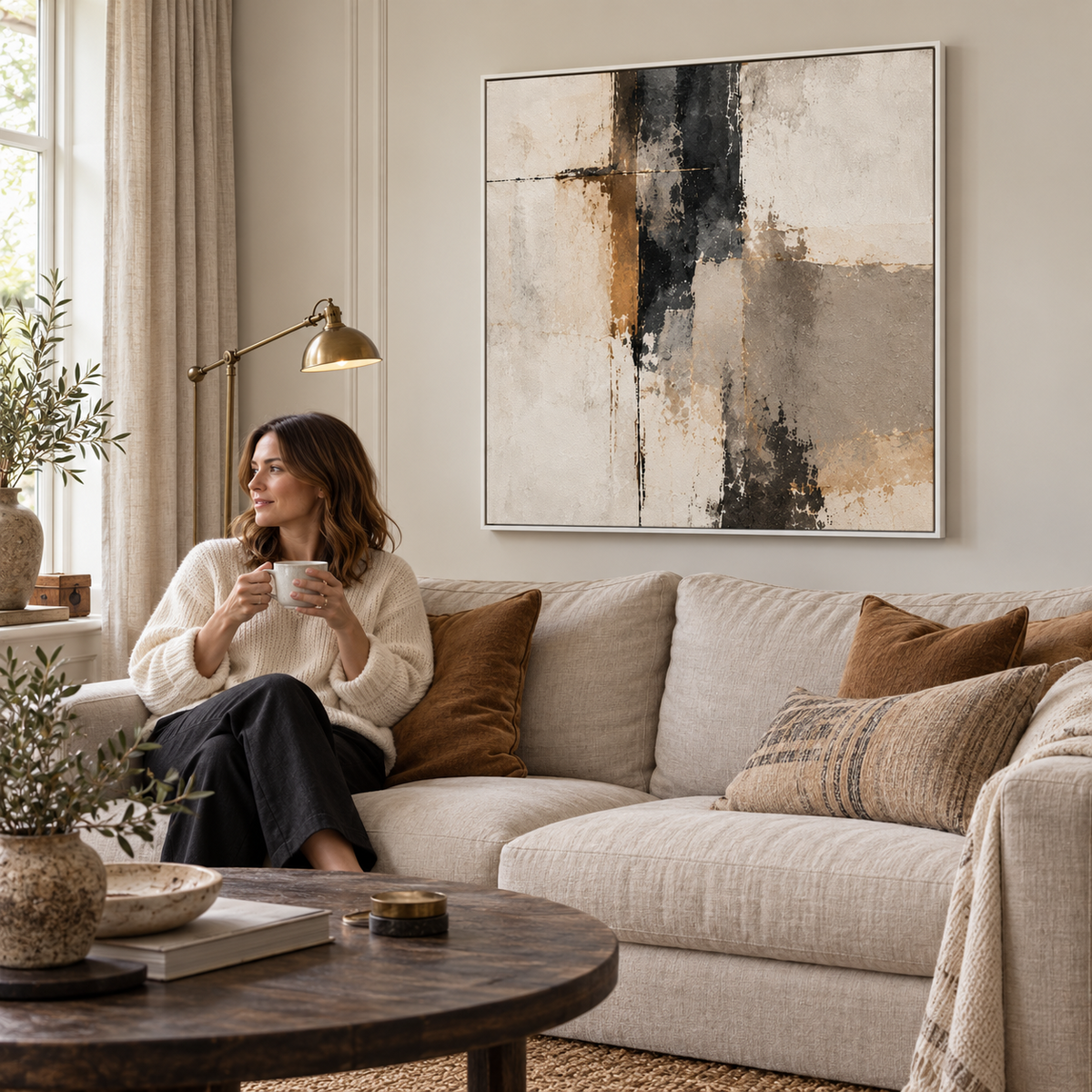 Faultline framed canvas wall art in a British living room