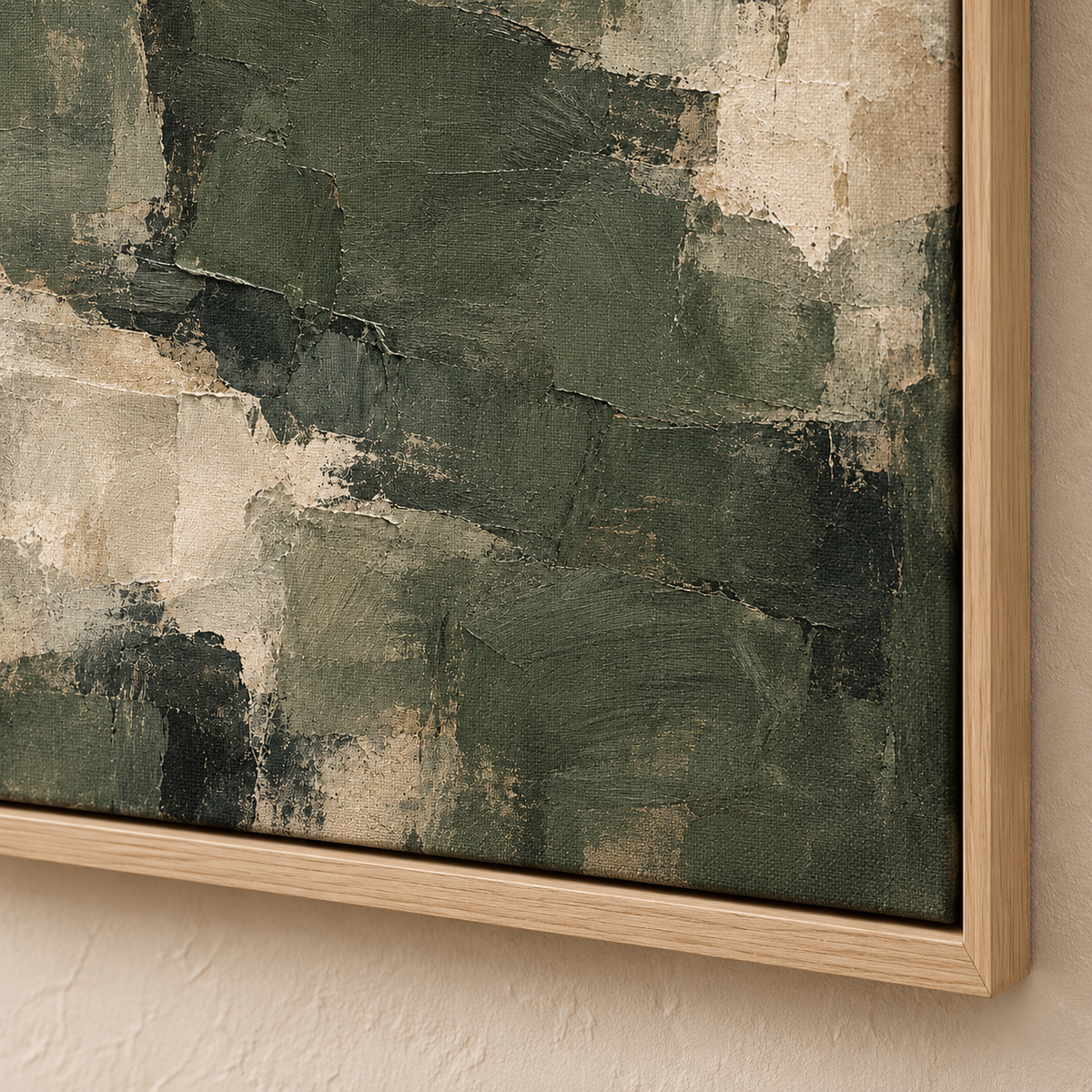 Olive Strata framed abstract canvas wall art - lifestyle view 2