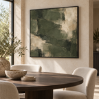 Olive Strata framed abstract canvas wall art - lifestyle view 5