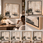 Quiet Form IV framed canvas wall art – frame finishes and detail