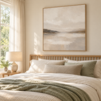 Stillwater neutral landscape framed canvas by CNVS Art Studio