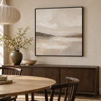 Stillwater neutral landscape framed canvas by CNVS Art Studio