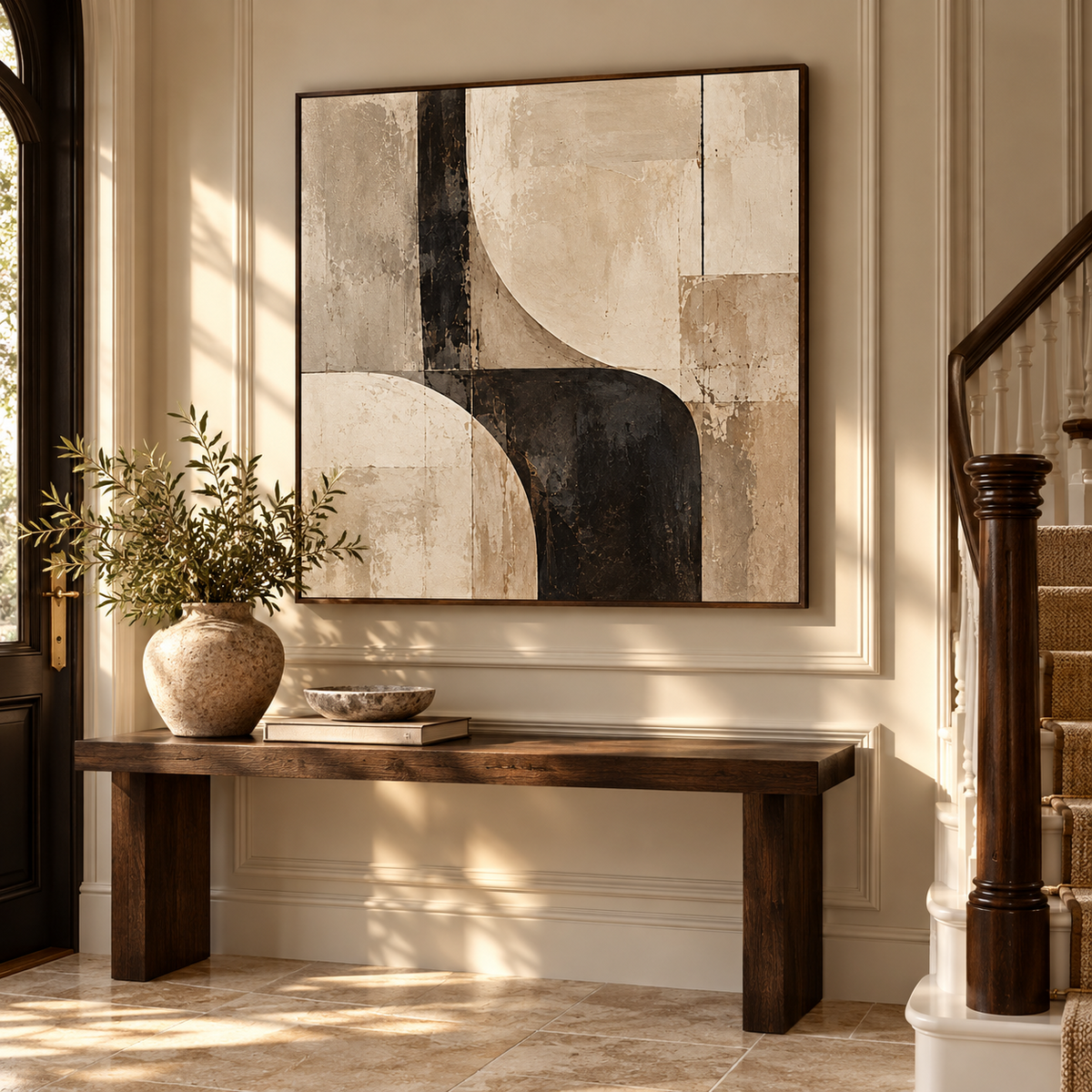 Stone & Shadow abstract framed canvas - 3