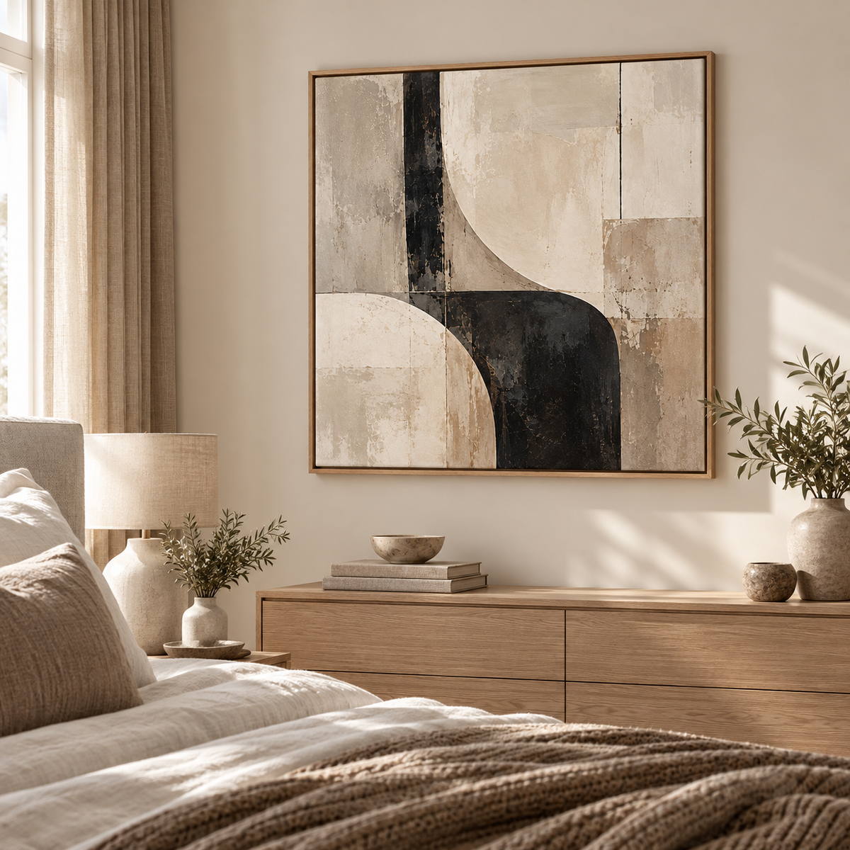 Stone & Shadow abstract framed canvas - 4