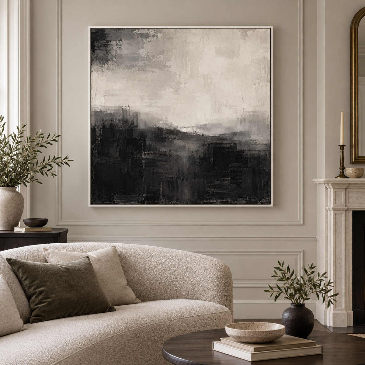 Veiled Horizon framed abstract canvas - image 1