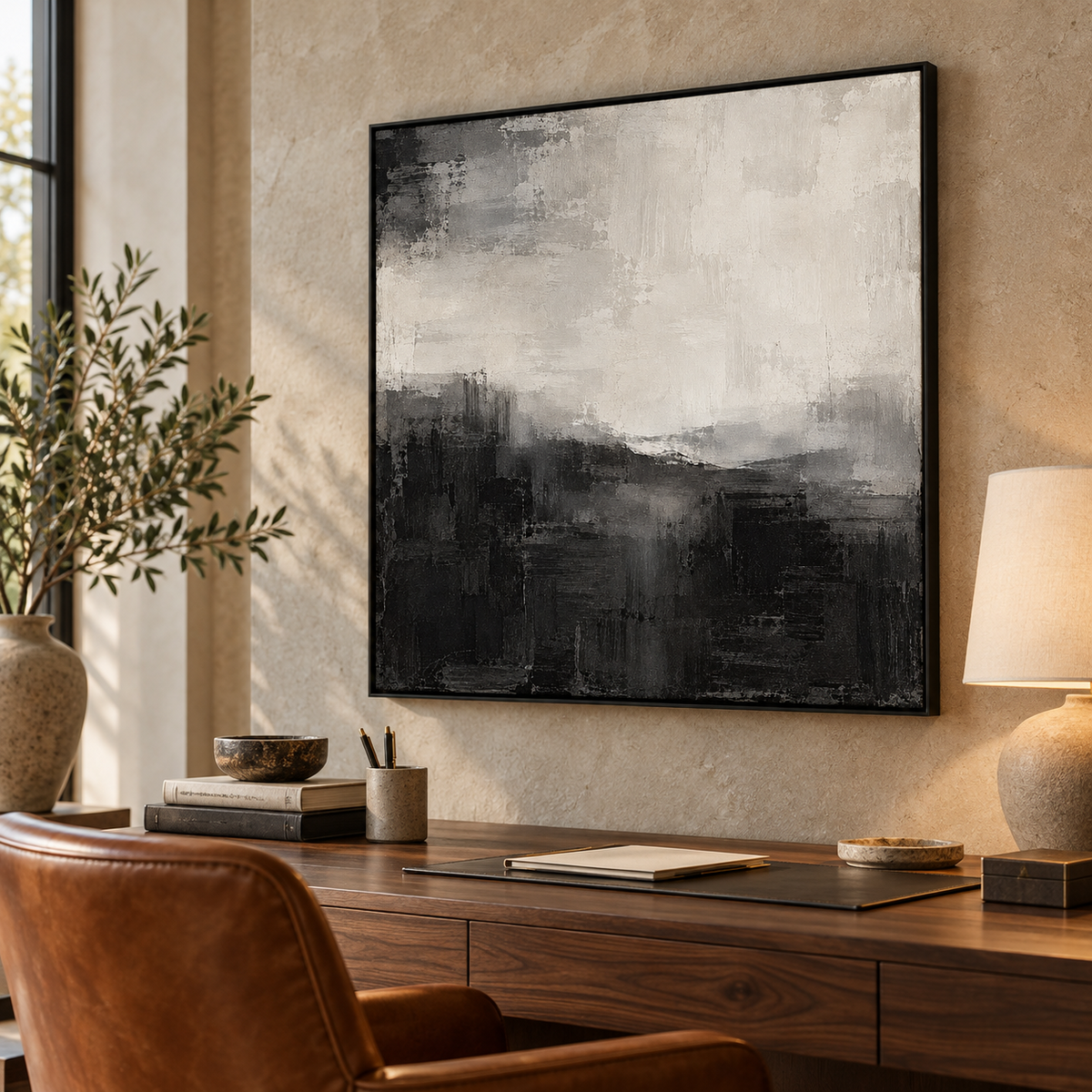Veiled Horizon framed abstract canvas - image 2